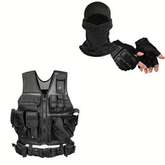 3pcs Outdoor Training Clothes Set with Vest, Gloves, and Hood