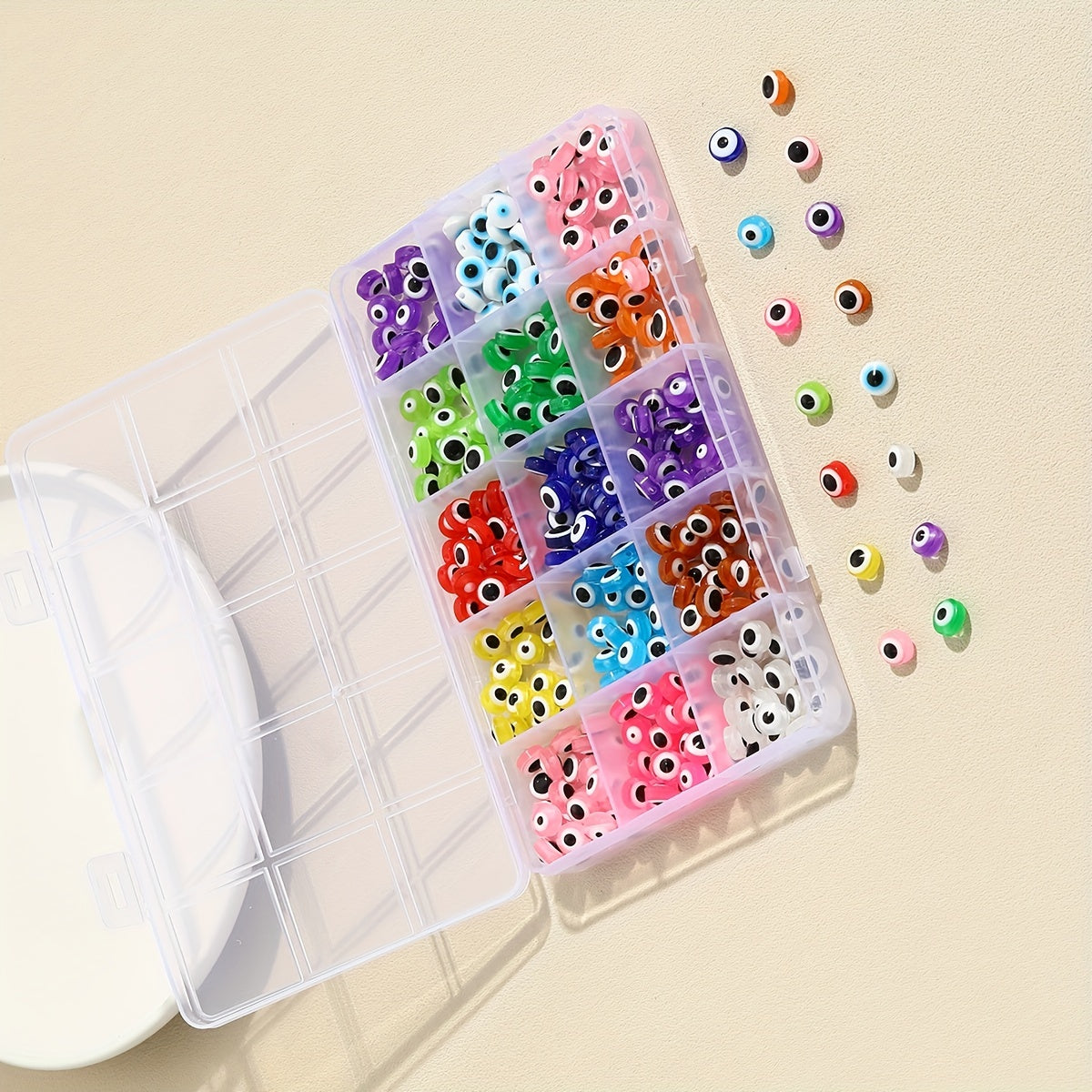 300pcs Devil's Eye Flat Resin Beads DIY Making Accessories