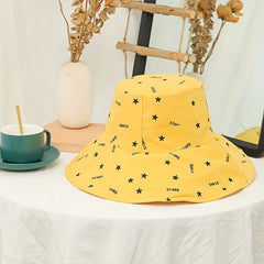 Star Print Bucket Hat Wide Brim Sunshade UV Protection Casual Travel Beach Hats