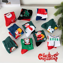 Cute Cartoon Print Socks & Christmas Mid Tube Socks Women's Stockings