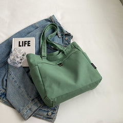 Large Capacity Canvas Tote Bag with Pockets and Zipper