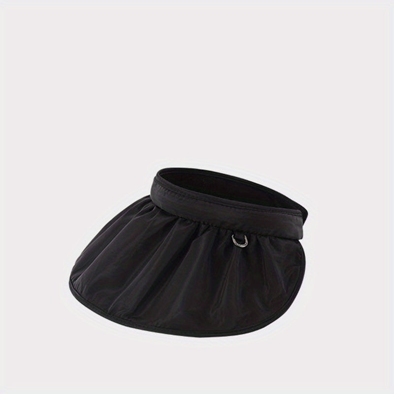 Solid Visor Hat Women Wide Brim Foldable Headband Summer UV Pro