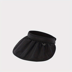 Solid Visor Hat Women Wide Brim Foldable Headband Summer UV Pro