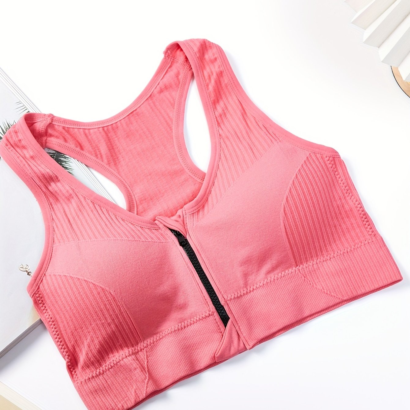 Racerback Zip Sports Bra Breathable Workout Tank Bra