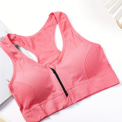 Racerback Zip Sports Bra Breathable Workout Tank Bra