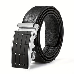 Men's Automatic Buckle Belt Leather Business Casual Pants