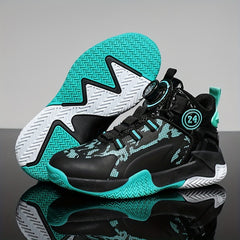Boys High Top Basketball Shoes w/ Rotating Buckle Comfy Soft Sole