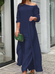  Solid Long Sleeve Top & Pants Set