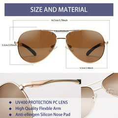 OUWEN Polarized Aviator Sunglasses Men Flexible Metal Sun Glasses VF2202