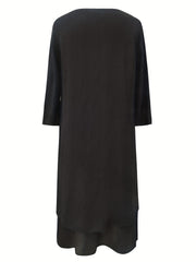  Button Decor Ruched V Neck Maxi Dress