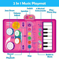 2 in 1 Baby Piano Keyboard & Drum Floor Mat