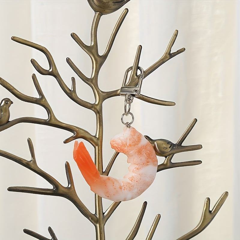 Simulated Shrimp Keychain Fun Food Pendant For Bags Purses And Keys
