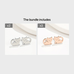 2pcs Men's Stainless Steel Cat Earrings