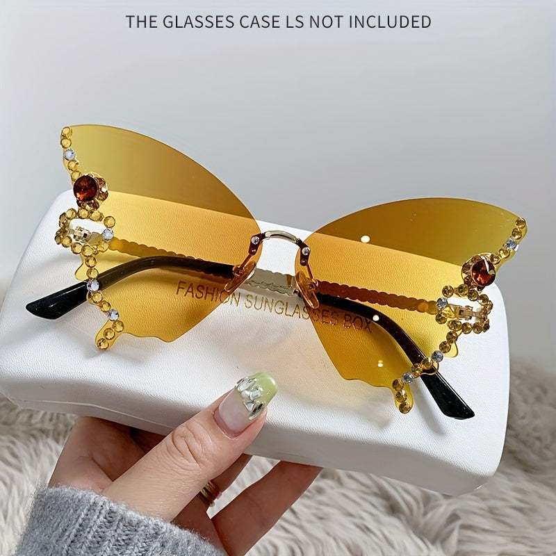 Rhinestone Decorative Butterfly Sunglasses for Women