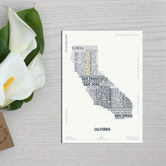 California State Letter Map Sticker Kids Room Art A5 A4