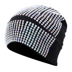 Rhinestone Knitted Hat Elastic Beanie Cap Women Hair Accessories