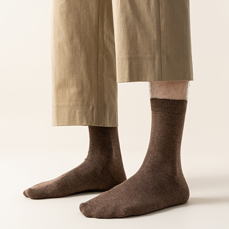 Men's Solid Crew Socks Warm Thermal Comfy Casual Unisex Socks
