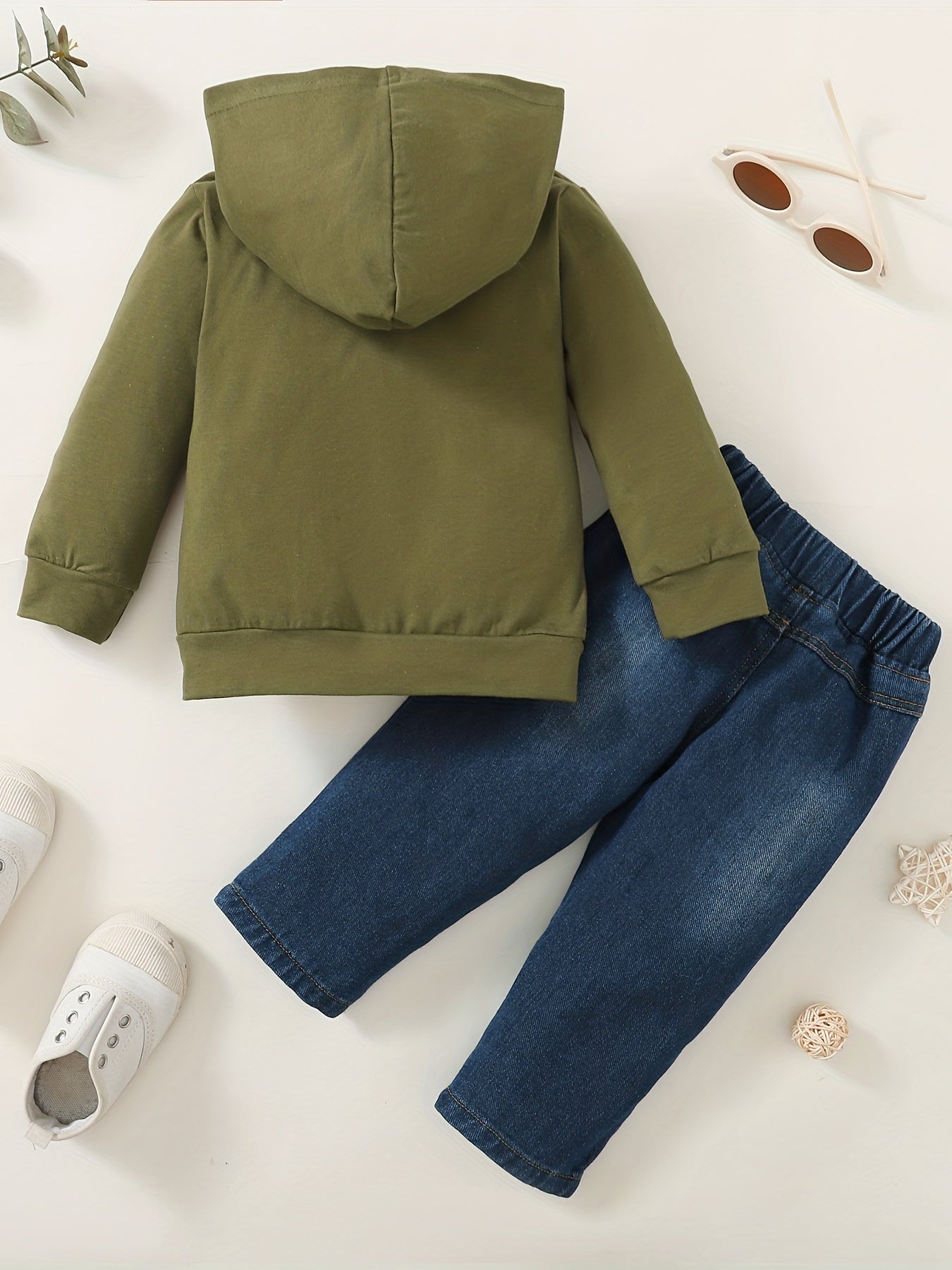Baby Boys Hooded Top Ripped Jeans Set