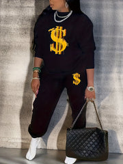 Women's Plus Graphic Print Sweatshirt & Joggers Set