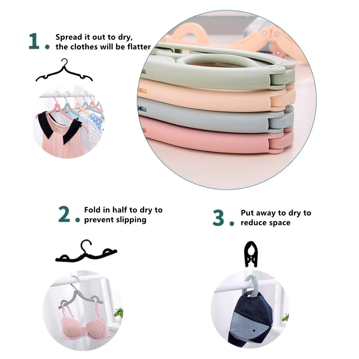 8 Pcs Foldable Travel Hangers Portable Clothes Drying Rack
