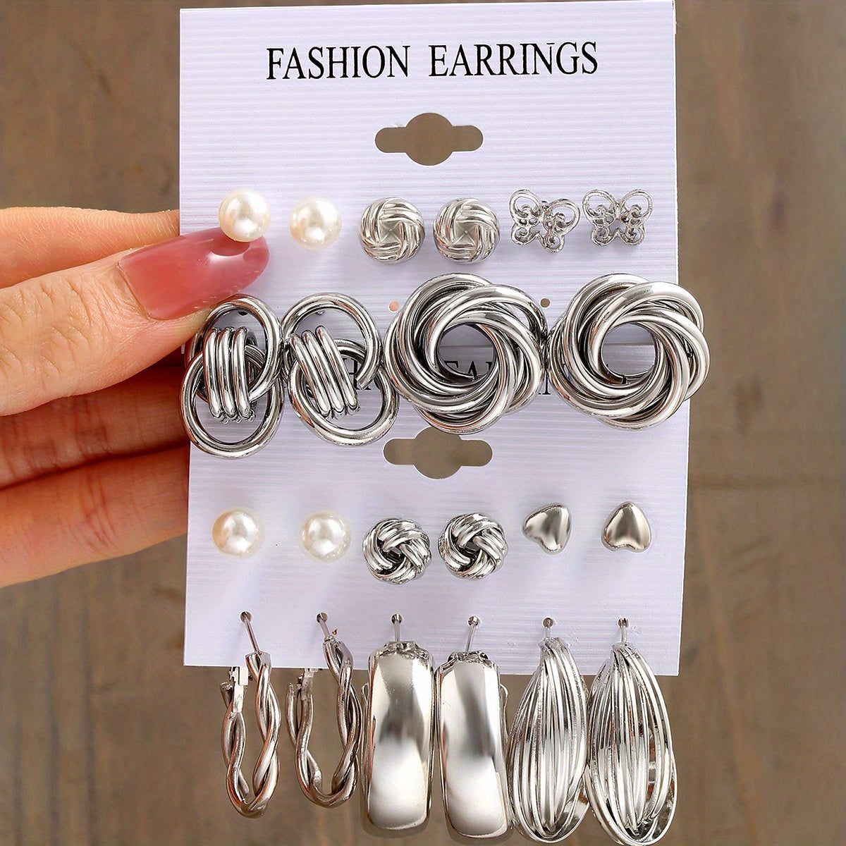 11 Pairs Golden Earrings Kit for Women & Girls - Zinc Alloy Ear Jewelry