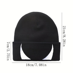 Ear Protection Knit Beanie Hat Devils Horn Embroider
