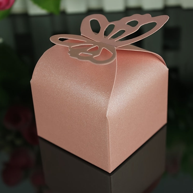 10pcs Pearlescent Paper Hollow Butterfly Gift Packaging Box Pack