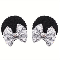 Sequin Mouse Ears Hair Clips Glitter Bows Baby Girls Hair Accessories