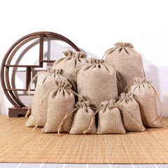 6pcs Burlap Vegetable Bags Drawstring Pouches