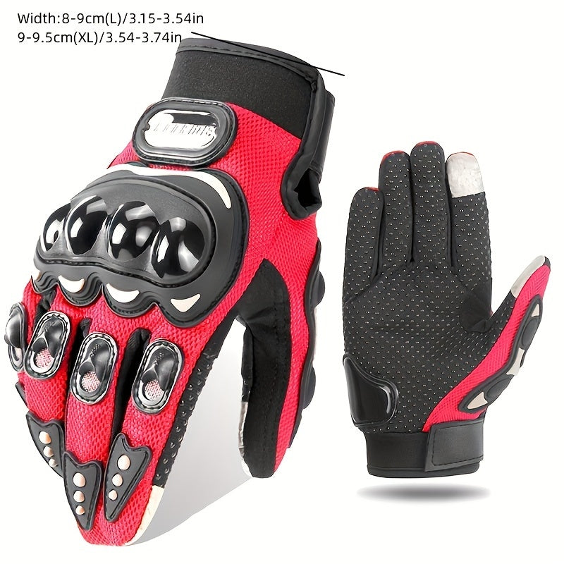 Touch Screen Motorcycle Riding Gloves with Hard Knuckle Protection