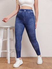  Denim Print High Rise Leggings