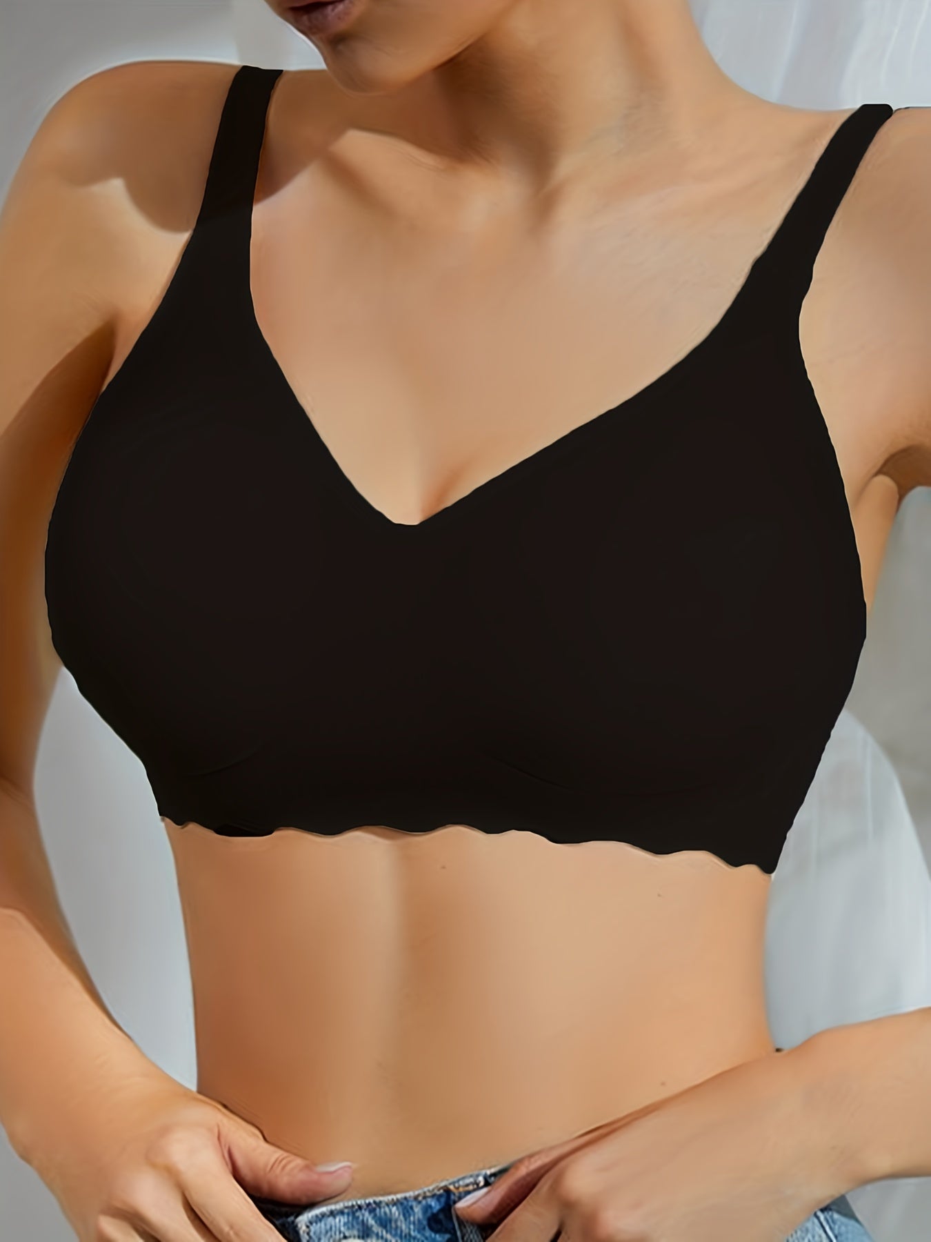 Wireless Scallop Trim Bra Comfy & Breathable