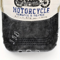 American Pride Motorcycle Washed Denim Cap