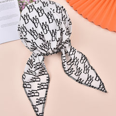 Geometric Print Turban Hat Hair Cap Lightweight Ribbon Long Hair Bonnet