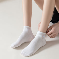 6 Pairs Letter Print Socks Women's Stockings