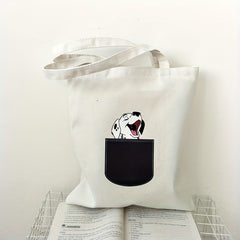 Dog Print Canvas Bag Eco friendly Shopping Bag