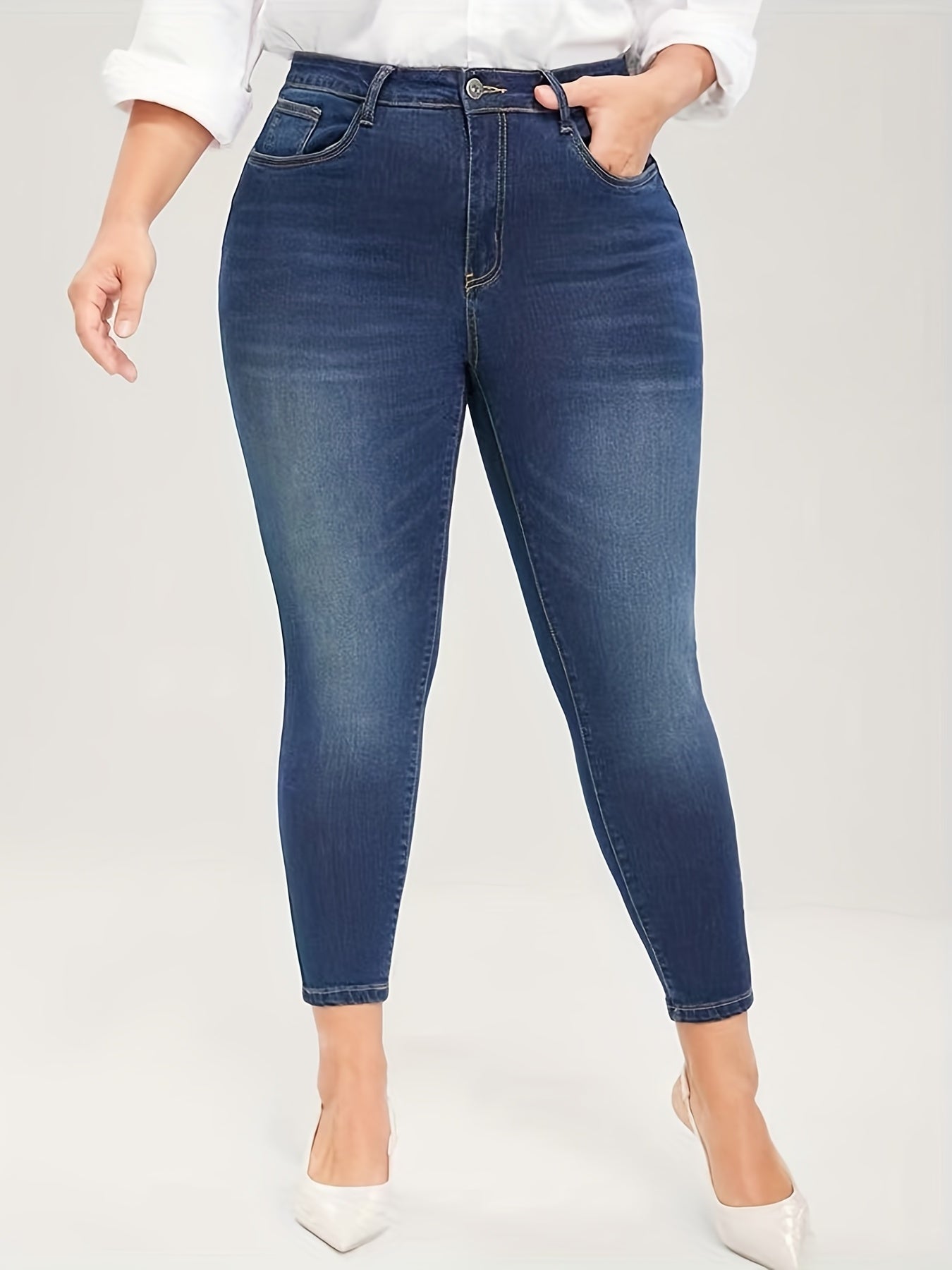  Button Fly Slim Fit High Stretch Jeans With Pockets