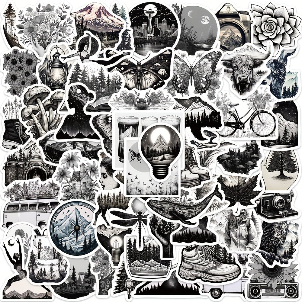 60pcs Dark Gothic Outdoor Graffiti Stickers Waterproof DIY Handbook Sticke
