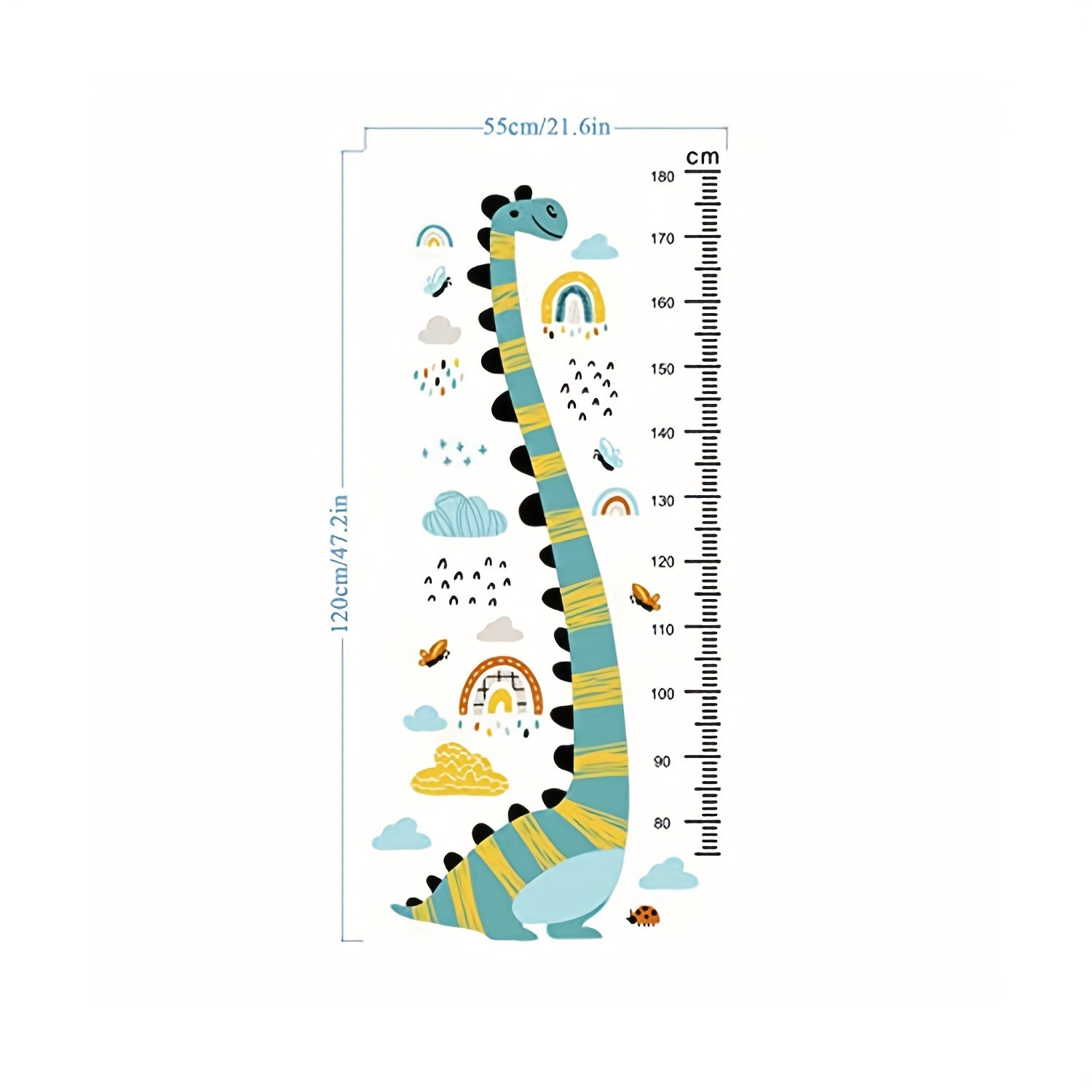 Dino Height Chart Wall Decal - Grow Taller with Fun Cartoon Dinosaur