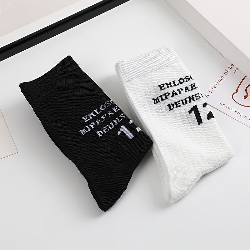 Letter Print Socks Women's Mid Tube Stockings