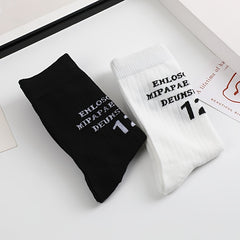 Letter Print Socks Women's Mid Tube Stockings