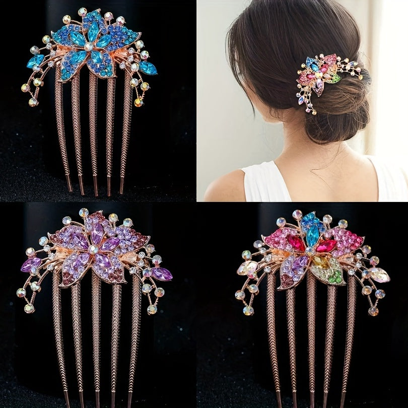 Rhinestone Flower Hair Combs for Mother's Birthday