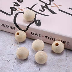 Unbleached Wooden Ball Bead DIY Accessories Necklaces No Holes 100pcs