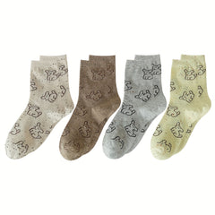 Dog Pattern Socks Soft Mid Tube Stockings Women's Hosiery