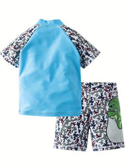 Baby Boys Cartoon Monster Swimsuit Set 3Pcs Swimming Clothing