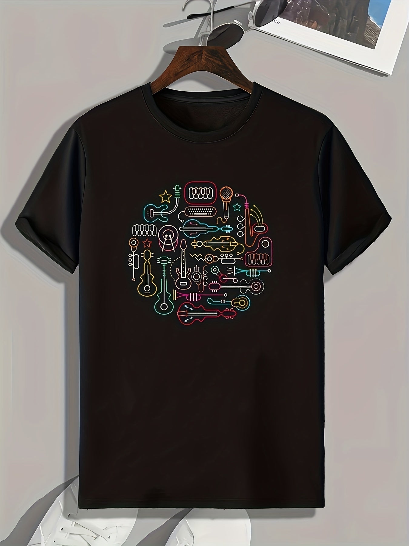 Band Elements Pattern Print Men's Sports T-shirt