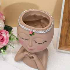 Ceramic Face Flower Pot with Drainage Hole - Home Office Garden Decor