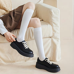 5 Pairs Solid Calf Socks Slim Knee High Socks Women's Stockings