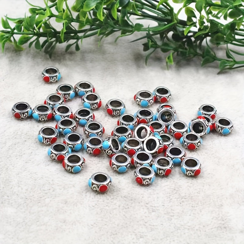 5pcs Metal Alloy Drip Oil Flat Beads Transfer Beads Large Hole Partition Beads