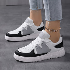 Women's Block Faux Leather Skate Shoes Lightweight Wear Resistant